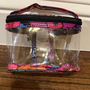 Clear Cosmetic Bag with Pink and Black Trim VERA BRADLEY
